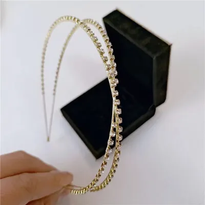 Fashionable Wire Simple Rhinestone Double Layer Hair Band